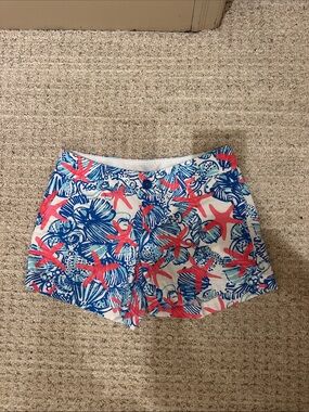 Lilly Pulitzer Coral and Blue Starfish Print Shorts